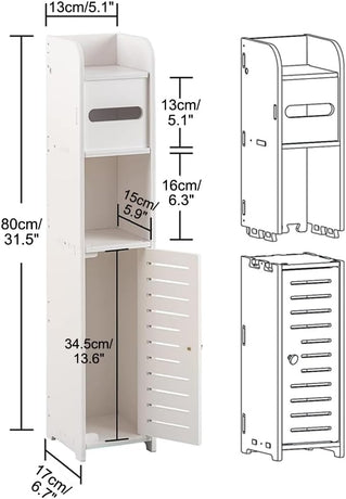 CARLA HOME Slim Bathroom Cabinet with Toilet Paper Holder for Toilet or Laundry Room