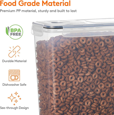 CARLA HOME Airtight Cereal Storage Containers BPA-Free Food Dispensers with Pouring Lids for Pantry & Kitchen (4 Pack 2,5L)
