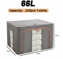 CARLA HOME 3 pack Large Clothes Storage Bins with Lids for Clothing, Bedding, Blankets, Toys (66L capacity - Grey)