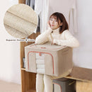 CARLA HOME 3 pack Large Clothes Storage Bins with Lids for Clothing, Bedding, Blankets, Toys (66L capacity - Beige)