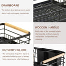 CARLA HOME Dish Drying Rack with Wooden Handles, Removable Cutlery Holder & Drainboard for Kitchen Countertop