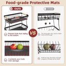 CARLA HOME 2-Tier Fruit Basket Metal Storage Bowl Kitchen Counter Organizer with Handles for Fruits, Vegetables, Snacks & Bread