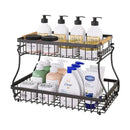 CARLA HOME 2-Tier Fruit Basket Metal Storage Bowl Kitchen Counter Organizer with Handles for Fruits, Vegetables, Snacks & Bread