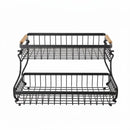 CARLA HOME 2-Tier Fruit Basket Metal Storage Bowl Kitchen Counter Organizer with Handles for Fruits, Vegetables, Snacks & Bread