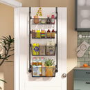 CARLA HOME 4-Tier Over the Door Organizer Heavy-Duty Metal Pantry Rack with Hanging Baskets for Home Kitchen Storage & Bathroom Door Organization