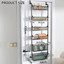 CARLA HOME 6-Tier Over the Door Organizer Heavy-Duty Metal Pantry Rack with Hanging Baskets for Home Kitchen Storage & Bathroom Door Organization (Black)