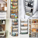 CARLA HOME 6-Tier Over the Door Organizer Heavy-Duty Metal Pantry Rack with Hanging Baskets for Home Kitchen Storage & Bathroom Door Organization (Black)