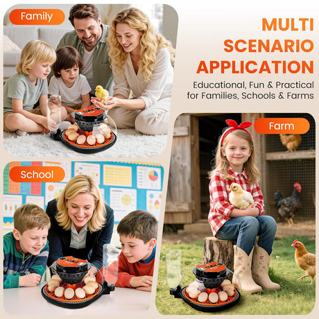 CARLA HOME 12 Egg Incubator with Automatic Turning, LED Display, Humidity & Temperature Control, Auto Water System & Built-in Egg Candler for Chicken, Duck, Quail, Goose