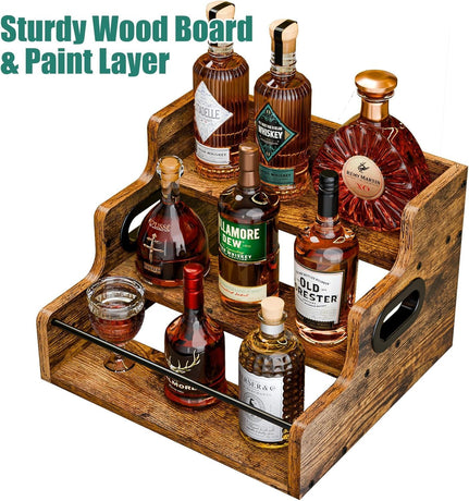 CARLA HOME 3-Tier Liquor Bottle Display Shelf Rack Bar Organizer for Whiskey, Wine, Coffee Syrups, Spirits & Bottles
