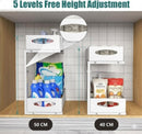 CARLA HOME 2 Tier Under Sink Organizer Pull Out Sliding Cabinet Storage Shelf with Height Adjustable for Kitchen, Bathroom or Laundry Room (White)