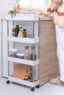 CARLA HOME Slim Storage Cart Organizer Trolley with Wheels for Kitchen, Bathroom, Laundry & Narrow Spaces (4 tier)