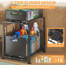 CARLA HOME 2-Tier Under Sink Organizer with Sliding Drawers & Height Adjustable for Kitchen Bathroom Cabinet Organization
