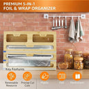 CARLA HOME Bamboo Wrap Organiser, 5 in 1 Dispenser with Cutter for Kitchen