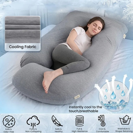CARLA HOME U Shape Pregnancy Pillow Full Body Support - Green - Polyester - Full Body Pillow