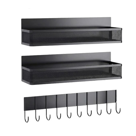 CARLA HOME 3 Pack Magnetic Spice Rack for Fridge Kitchen with Hook Bar