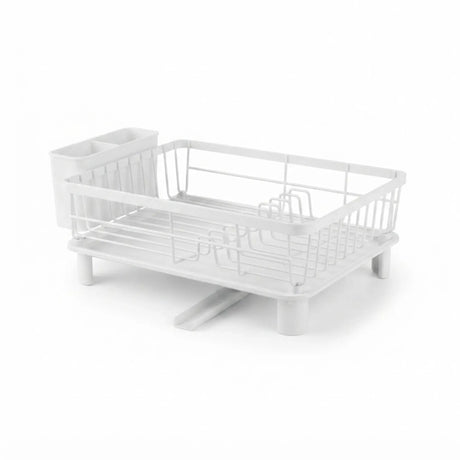 CARLA HOME Dish Drying Rack with Drainboard & Utensil Holder for Kitchen (White)