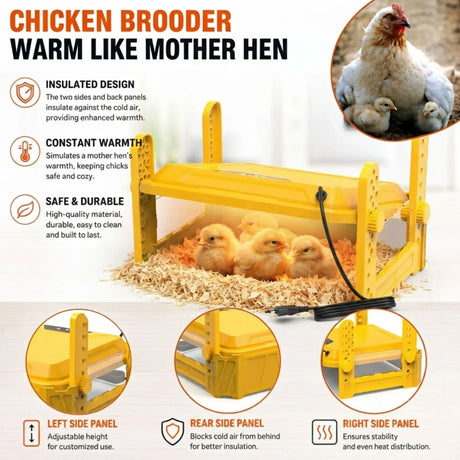 CARLA HOME Upgraded Chick Brooder Heating Plate - Adjustable Height - Yellow - Chicken Heater