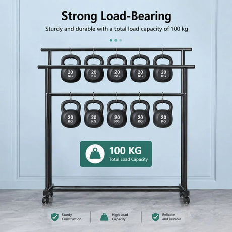 CARLA HOME Double Rod Clothes Rack with Wheels, Metal, Portable Wardrobe Rack