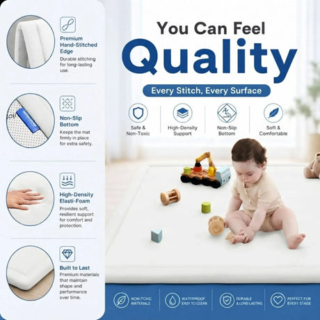 CARLA HOME Baby Play Mat 100x150cm, Thick Foam Crawling Mat, Infants, White