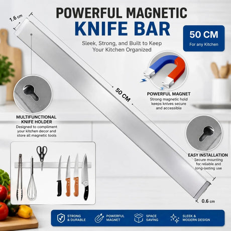 CARLA HOME Magnetic Knife Strip 50cm, Premium Stainless Steel Wall Rack Kitchen