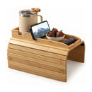 CARLA HOME Bamboo Sofa Armrest Tray, Couch Arm Table, Non-Slip Tray Table