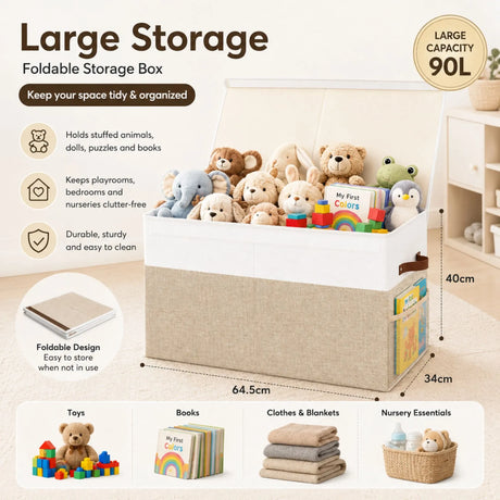 CARLA HOME Large Toy Storage Box with Lid Upgraded Toy Storage Chest Organiser