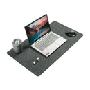 CARLA HOME Felt Desk Mat, Large Mouse Pad 80x40cm, Grey Cotton Linen Fabric