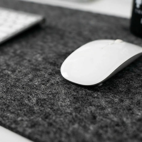CARLA HOME Felt Desk Mat, Large Mouse Pad 80x40cm, Grey Cotton Linen Fabric