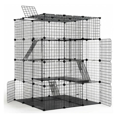 CARLA HOME Large Cat Cage Diy Enclosure, 4 Tier Pet Playpen Cat Kennel