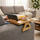 CARLA HOME Bamboo Sofa Arm Tray, 360° Rotating Phone Holder Clip, Couch cup