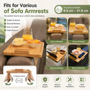 CARLA HOME Bamboo Sofa Arm Tray, 360° Rotating Phone Holder Clip, Couch cup