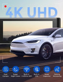 3.19" Black IPS Dual Dash Cam with 4K+1080P, 5G WiFi, GPS, Night Vision & Free 64GB Card