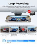 12" Black Dual 4K+1080P Rear View Mirror Dash Cam with WiFi 6, GPS, Night Vision, 64GB