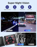 3 Channel Dash Cam in Black with WiFi, GPS, 4K+1080P+2.5K, 64GB Card, Parking Mode