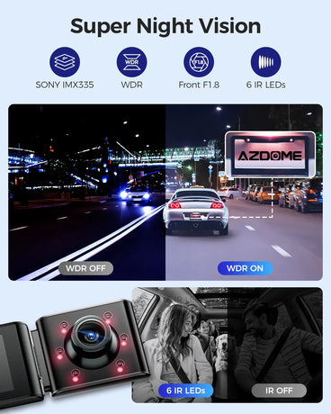 3 Channel Dash Cam in Black with WiFi, GPS, 4K+1080P+2.5K, 64GB Card, Parking Mode