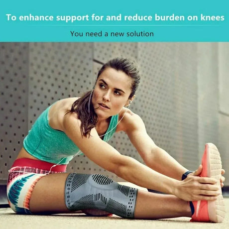 Black Knee Compression Sleeve for Sports, Arthritis Relief, Silicone Support, Size L