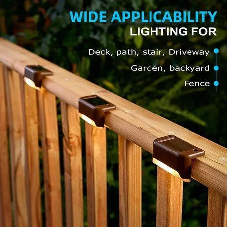 Multicoloured warm Solar LED Deck Lights Black 4-Pack for Garden Patio Pathway Stairs