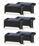 Multicoloured warm Solar LED Deck Lights - Black Outdoor Pathway and Garden Lighting, 4-Pack
