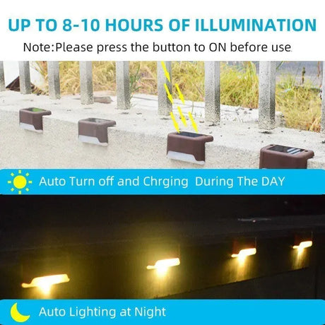 Multicoloured warm Solar LED Deck Lights - Black Outdoor Pathway and Garden Lighting, 4-Pack