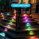 Multicoloured warm Outdoor Solar LED Deck Lights - Black, 8-Pack, Waterproof for Garden, Patio, Pathway, and Stairs