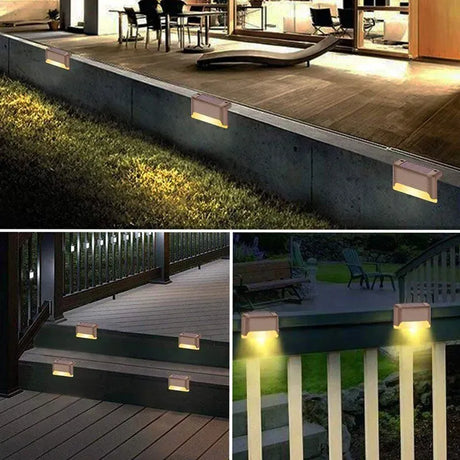 Multicoloured warm Solar LED Deck Lights - 8-Pack Black Outdoor Pathway and Step Lamps