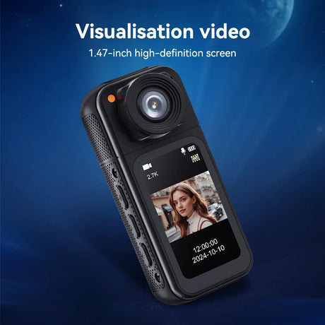 2.7K HD Mini Action Camera with 180° Rotating Lens, Portable Design, 64GB TF Card Included