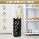 Rectangular Black Metal Umbrella Stand Holder - Space-Saving Design, 16.5x16.5x42cm