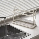 Two-Tier Kitchen Storage Rack Organizer in White with Removable Trays, 30.5x12.2x20.3cm