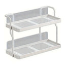Two-Tier Kitchen Storage Rack Organizer in White with Removable Trays, 30.5x12.2x20.3cm