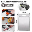 Double-Sided Titanium Cutting Board in Silver, 29x20CM, Durable and Heat Resistant