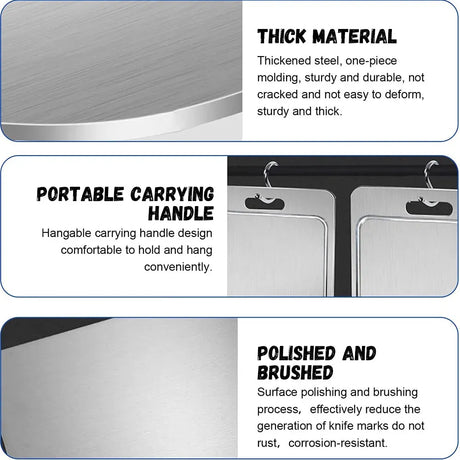 Double-Sided Titanium Cutting Board in Silver, 46x30cm, Durable and Heat Resistant