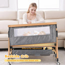 3 in 1 Grey Baby Bassinet Bedside Crib with Mattress, Adjustable Height and Storage Basket