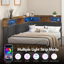 Walnut Single LED Corner Bed Frame in Black with 2 Storage Drawers and Charging Station
