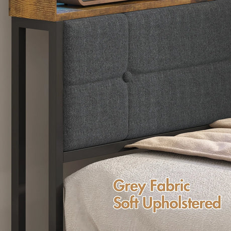 Walnut Single LED Corner Bed Frame in Black with 2 Storage Drawers and Charging Station